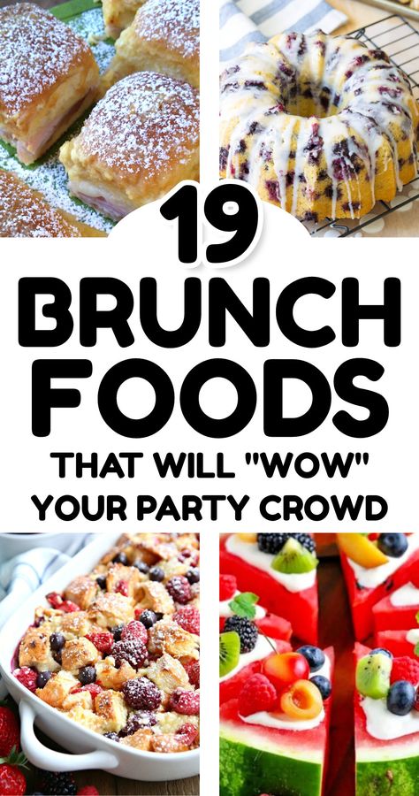 Brunch Food Ideas for Brunch Parties Or Breakfast Potluck At Work (must make potluck dishes!) - make ahead brunch food ideas for a crowd, cold breakfast appetizers, brunch finger foods bites, savory brunch casseroles for your brunch bar Brunch Ideas For Ladies, Simple Brunch Food Ideas, Dessert Brunch Ideas, Brunch Dessert Recipes, Bingo Brunch Ideas, Lady’s Brunch Ideas, Tailgate Brunch Food, Party Brunch Ideas, Brunch For 100 People Food Ideas