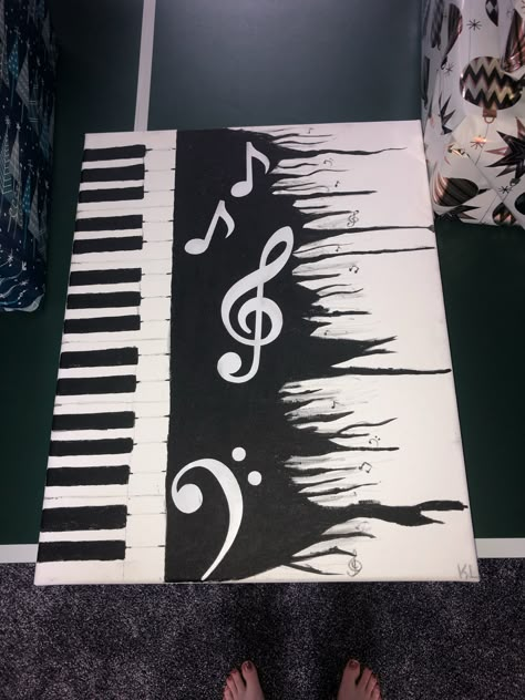 Music Inspired Paintings, Piano Painting Ideas, Painting Ideas Music, Music Acrylic Painting, Music Painting Ideas, Music Painting Canvas, Father's Day Drawings, Neon Art Painting, Music Art Painting