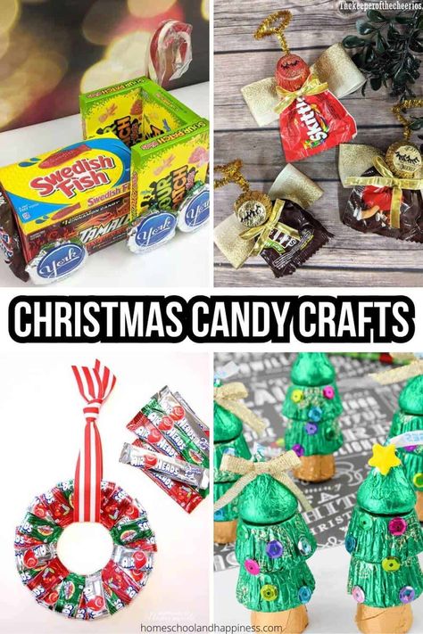 Christmas Crafts Made With Candy Candy Craft Ideas, Christmas Party Favors Diy, Christmas Favors Diy, Candy Train, Christmas Candy Crafts, Candy Sleigh, Christmas Candy Easy, Candy Cane Sleigh, Candy Gifts Diy