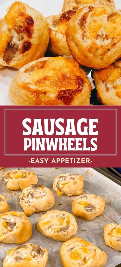 Bisquick Sausage Pinwheels, Game Day Finger Food Ideas, Cheese And Sausage Pinwheels, Sausage Pinwheels With Crescent Rolls, Sausage Pinwheels Cream Cheese, Ground Sausage Appetizers, Football Finger Foods Easy, Sausage Rolls With Crescent Rolls, Simple Finger Foods For Party