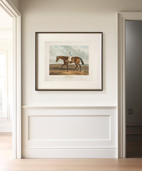 A museum quality reproduction of a racehorse portrait from the mid 1800s. Meticulously restored to preserve every brushstroke and delicate detail, this print features a portrait of the 1839 Derby Stakes winner, Bloomsbury. Printed on 100% cotton stock using an archival giclée print process. Shop now at hartequestrian.com Moody Equestrian Wallpaper, Equestrian Interior, Vintage Horse Painting, Horse Framed Wall Art, Horse Engraving, Equestrian Home, Antique Horse Paintings, Victorian Horse Painting, Design Moodboard