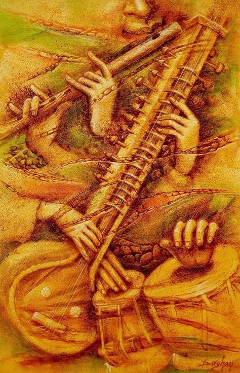 Classical Instruments Drawing, Indian Music Poster, Indian Instruments Aesthetic, Sitar Instrument Illustration, Indian Classical Aesthetic, Indian Musical Instruments Drawing, Classical Moodboard, Indian Music Aesthetic, Indian Classical Music Aesthetic