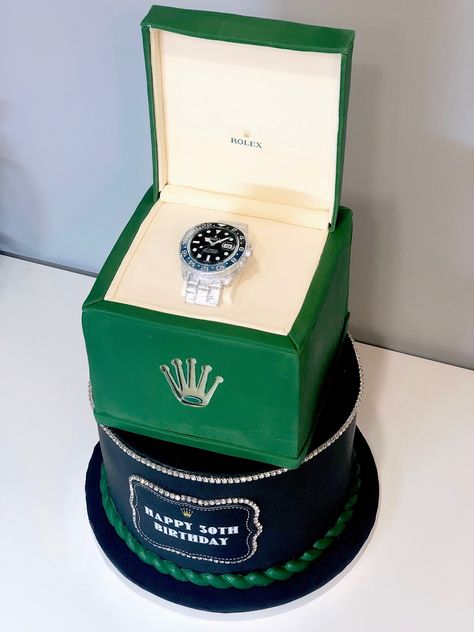 Custom men’s Rolex cake Rolex Cake, Boys 18th Birthday Cake, Bae Birthday, Watch Cake, Men Cakes, Cake For Men, New Year's Cupcakes, Custom Rolex, Cake Design For Men