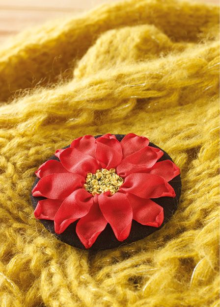 Silk Ribbon Poinsettia from Silk Ribbon Flowers Christmas Ribbon Embroidery, Silk Ribbon Flowers, Decorate Clothes, Embroidery Christmas, Silk Ribbon Embroidery, Christmas Ribbon, Ribbon Flowers, Ribbon Embroidery, Embroidery And Stitching