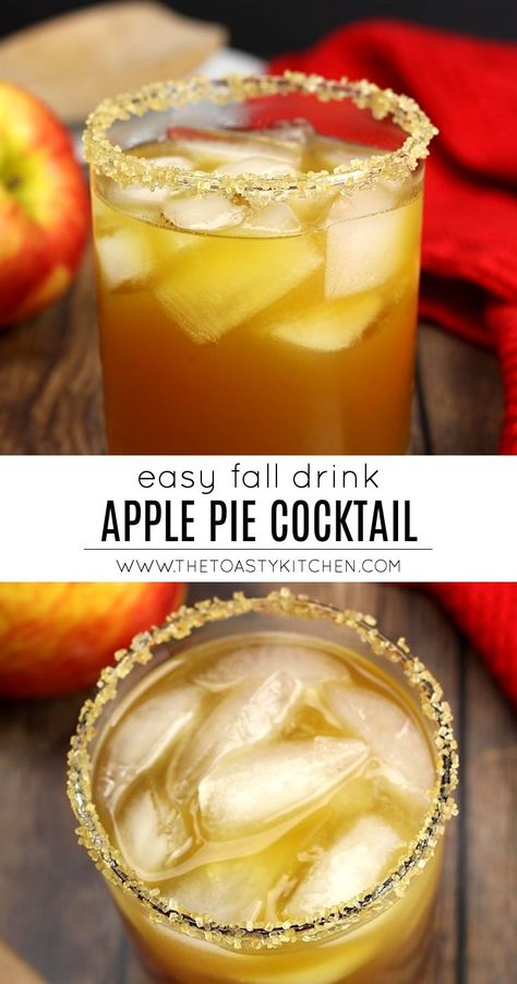 This Apple Pie Cocktail is filled with all of your favorite fall flavors. Apple cider, cinnamon, and vanilla make this fall cocktail recipe a must try. Apple Pie Drink Alcohol, Alcoholic Drink Recipe, Apple Pie Drink, Cinnamon Cocktail, Alcohol Shots, Apple Pie Cocktail, Fall Cocktails Recipes, Thanksgiving Drinks, Thanksgiving Cocktails