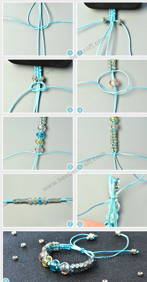 #Beebeecraft Tutorials on how to make #bracelet with thread and #crystalbeads. Bead And Thread Bracelet, How Make Bracelets, How To Make Friendship Bracelets With Beads, How To Make Bracelets With Thread And Beads, Nylon Bracelet Ideas, Bracelet Making Tutorial Thread, Make Bracelets With Thread, How To Make Bracelets With Thread, How To Make Bracelets