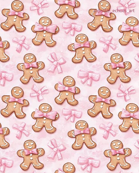 🎄Pink Holiday Season🎀 Gingerbread Magic✨🫚 I adore gingerbread men—their friendly smiles and all the wonderful memories and fairytales they bring to mind. For this upcoming holiday season, I hope you’ll invite these delightful cookies back into your home with this charming design. Inspired by the traditional gingerbread man, I’ve added a touch of pink and a feminine flair, making this classic pattern even sweeter and more stylish. 🪄✨Use it to brighten up your holiday table, or incorporate it i... Pink Gingerbread Wallpaper, Christmas Mood Aesthetic, Pink Gingerbread Christmas Decor, Gingerbread Man Ideas, Gingerbread Background, Pink Winter Aesthetic, Gingerbread Aesthetic, Pink Christmas Wallpaper, Pink Christmas Background