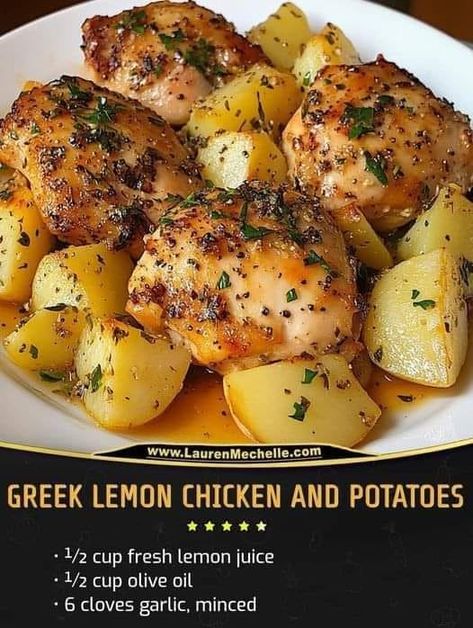 Greek Lemon Chicken And Potatoes, Health Chicken Recipes, Lemon Chicken And Potatoes, Greek Chicken And Potatoes, Chicken And Potatoes, Greek Lemon Chicken, Clean Eating Lunch And Dinner Recipes, Lemon Potatoes, Healthy Recipes For Diabetics