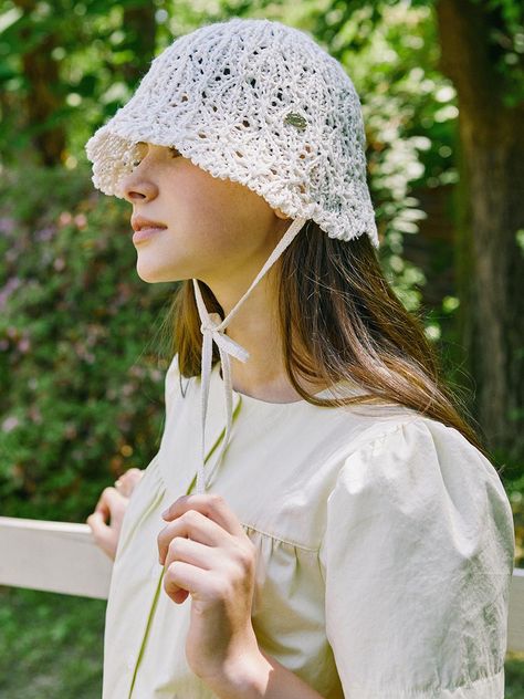 Strap Paper Knit Bucket Hat Hat Photography Ideas, Shopping Korea, Knit Bucket Hat, Hat Photography, Classic Mood, Hair Scarf, Scarf Hairstyles, Natural Texture, Metal Decor