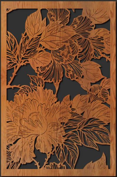 I like the pierced/etched look with colors behind. More laser-cut panels. Laser Cut Wood Art, Mdf Lasercut Design, Wall Art Work, Laser 3d Art Wood, Laser Cut Layered Art, Laser Flower Design, Cnc Flower Pattern Design, Laser Cut Fine Art, Wood Cut