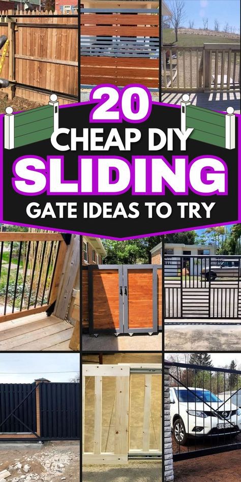 Enhance your home's security with these DIY sliding gate projects. Perfect for driveways and gardens! Sliding Gate For Deck, Diy Sliding Gate, Diy Wooden Gate, Sliding Wooden Gates, Diy Driveway Gate, Sliding Fence Gate, Driveway Gate Diy, Sliding Gate Ideas, Entrance Gates Driveway