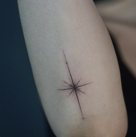 Star Chest Tattoo, Long Tattoo Design, Skin Doodles, Long Tattoo, Circular Tattoo, Tiny Tats, Star Tattoo, Line Art Tattoos, Aesthetic Tattoo