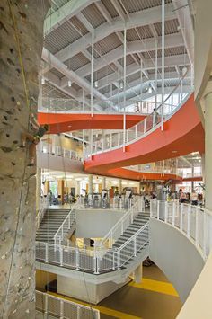 . University Interior, University Interior Design, Indoor Climbing Wall, Athletic Center, Rec Center, Sport School, Rock Climbing Wall, Indoor Climbing, Recreation Centers