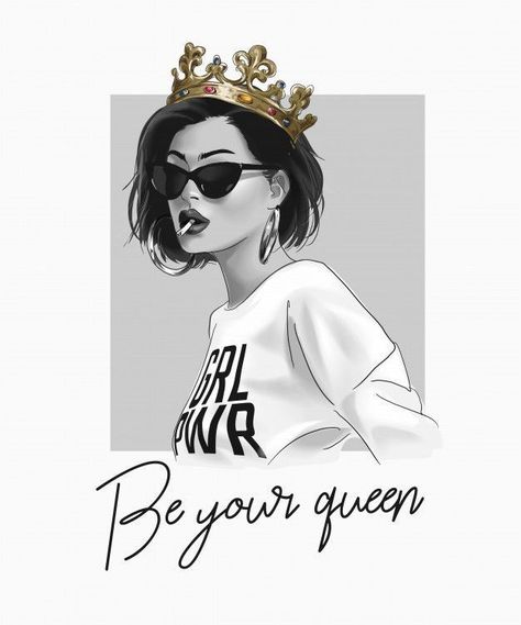 Premium Vector, Art Girl, Fashion Illustration, Illustration Art, Crown, Queen, Wallpapers, My Saves, Illustrations