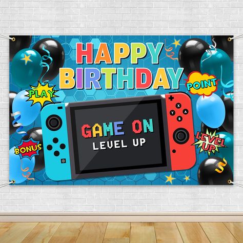 Play Station Birthday Party Decorations, Video Game Birthday Party Decorations, Game Decorations, Banner Gaming, Happy Birthday Games, Banner Game, Video Game Party Decorations, Gaming Party, Video Game Birthday