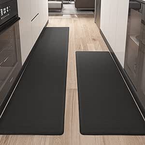 Color&Geometry Kitchen Rugs, Kitchen Rug Set 2 Piece Kitchen Runner Rug Kitchen Floor Mat, Cushioned Anti Fatigue Kitchen Mat Non Skid Waterproof Comfort Standing Kitchen Rug, 17"x47"+17"x95", Black Kitchen Floor Mat Ideas, Black Rugs For Kitchen, Black Mat Kitchen, Home Gym Kitchen Mats, Grey Kitchen Accessories, Kitchen Mats Floor Lowe's, Modern Kitchen Rugs, Black And Grey Kitchen, Anti Fatigue Kitchen Mats Bed Bath & Beyond