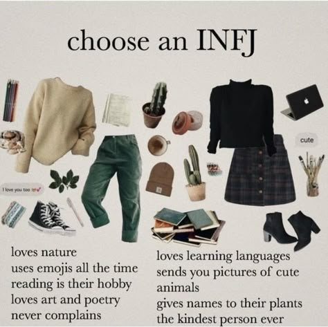 or you can be both! Advocate Personality Type Aesthetic, Infj Aesthetics Style, Infj Aesthetics Vibes, Infj Aesthetics Outfit, Infj Clothes Style, Infj Clothes, Infj Outfit Aesthetic, Infj Vibes Aesthetic, Mbti Outfits