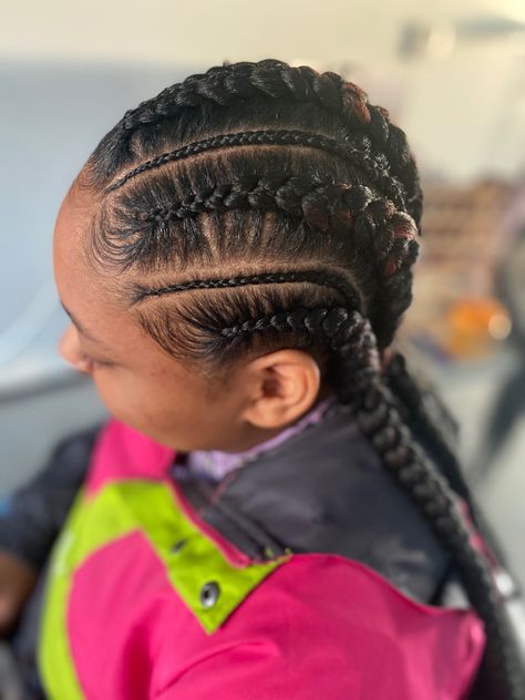 Quick and easy feedin braids. Great for any season ! 7-8 Feedin Braids, Feed In Braid, Braids, Natural Hair Styles, Hair Styles, Hair