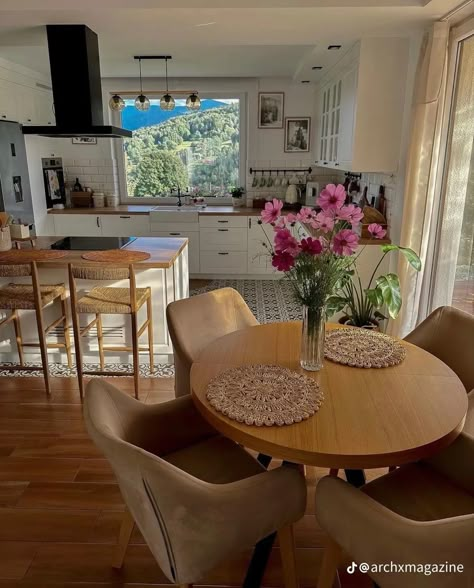 Living Room Kitchen Apartment, Hill Aesthetic, Dining Chair Modern, Kitchen Apartment, College House, Cute Apartment, Chair Desk, Dream Apartment Decor, Leather Dining Chair