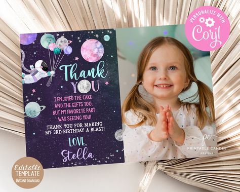 Pink Invite, Galaxy Party, Astronaut Birthday, Theme Template, Space Girl, Facebook Event, Change Text, Copy Paste, Girl Party