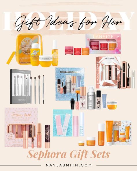 Sephora gift sets - beauty gift guide for her Gift Sets, Skincare Gift Sets, Makeup Gift Sets Sephora, Holiday Gift Sets Skincare, Sephora Gift Sets, Sephora Holiday, Girly Christmas Gifts, Sephora Favorites, Makeup Gift Sets