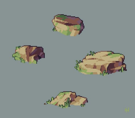 Rocks, Franciszek Jan Nowotniak on ArtStation at https://www.artstation.com/artwork/oA2rQW Pixel Art Illustration, Realistic Pixel Art, Rock Drawing, Pixel Art Landscape, Indie Game Art, Kare Kare, Piskel Art, Pixel Art Background, Pixel Art Tutorial