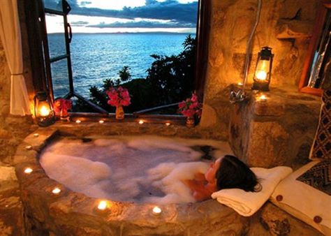 The honeymoon room in Lake Malawi.  Top 10 Baths with a View | Audley Travel Sexy getaway! Jacuzzi Bath, Stunning Bathrooms, Dream Bathrooms, Dream Bathroom, House Goals, Beautiful Bathrooms, Design Case, On The Side, 인테리어 디자인