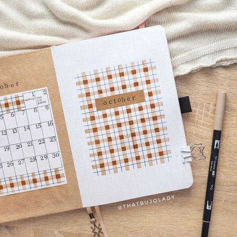 Bujo Patterns, October Bujo Cover, November Cover Page, October Cover Page, Bujo October, October Journal Cover, Bujo Cover, Plaid Bujo Theme, 2023 Cover Page