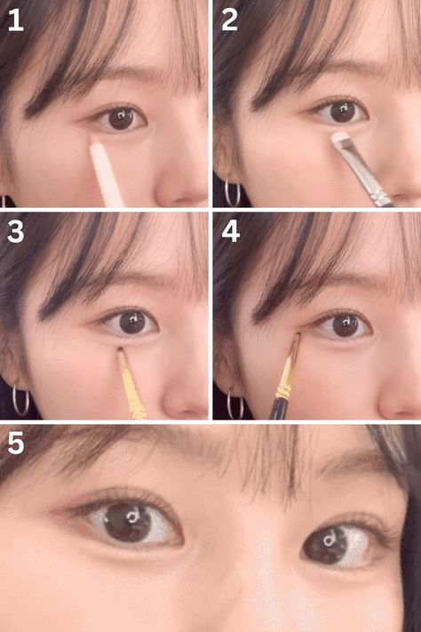 Korean aegyo sal step by step tutorial Aegyo Eyes Makeup, How To Create Aegyo Sal, Bigger Eye Makeup Asian, Douyin Aegyo Sal, Monolid Eye Makeup Korean Tutorials, Korean Eye Makeup Aegyo Sal, Japanese Vs Korean Makeup, How To Draw Aegyo Sal Makeup, Korean Aegyo Sal Tutorial