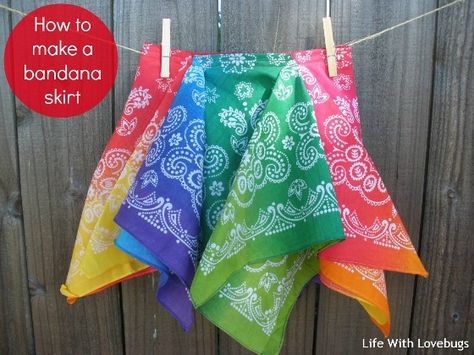 How to Make a Bandana Skirt Banana Skirt, Bandana Skirt, Bandana Crafts, Bandana Dress, Operation Christmas, Twirl Skirt, Operation Christmas Child, Diy Skirt, Pink Eyes