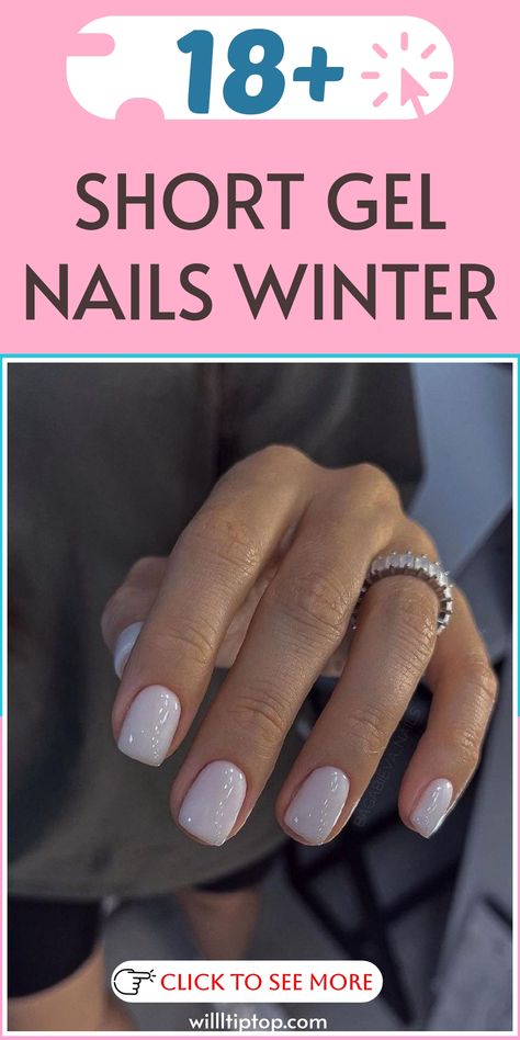 Enhance your winter look effortlessly with our trendy short gel nails tailored for the season! From striking and celebratory to classy and subtle, find the ideal gel nail design to match your style. Embrace the winter beauty with our chic nail selection. Perfect for those seeking to achieve fashionable nail goals during this time of year. Elevate your style game with our stunning short gel nails! Short Light Colored Nails, Nails Rounded Short, Gel Manicure Designs Winter, White Nail Designs For Short Nails, Basic Short Gel Nails, Pale Gel Nails, Nails Acrylic Short And Simple, Natural Nexgen Nails, Dip For Short Nails