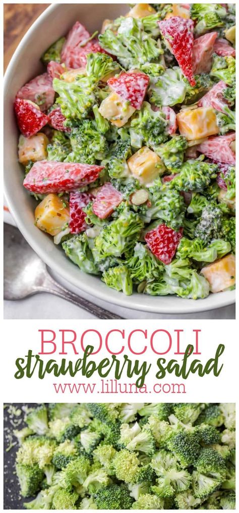 Broccoli Cauliflower Salad, Summertime Salads, Sliced Strawberries, Broccoli Salad Recipe, Fresh Salad Recipes, Strawberry Salad, Noodle Salad, Broccoli Salad, Easy Salad Recipes