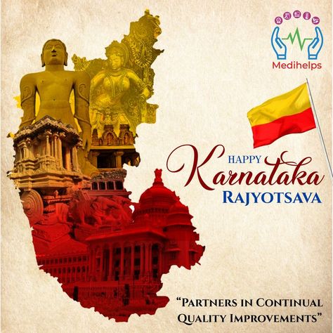 Medihelps celebrates the State's glorious history, diversity and culture with pride and honor. On this day, We wish you all a Happy Karnataka Rajyotsava! #Medihelps #MediHelpsBangalore #KarnatakaRajyotsava #KarnatakaFestival #KannadaRajyotsava #Karnataka Karnataka Map Images, Karnataka Culture Drawing, Karnataka Rajyotsava Images, Karnataka Map Art, Karnataka Rajyotsava Background, Happy Karnataka Rajyotsava, Karnataka Culture, Karnataka Map, Karnataka Rajyotsava