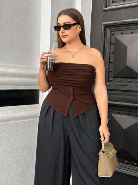 Plus Size Summer Casual, Plus Size Summer, Green Outfit, Women Tops, Ball Dresses, Tube Top, Fashion Online Shop, Plus Clothing, Summer Casual