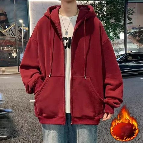 Casual Cool: 25 Relaxed Yet Trendy Outfit Fashion Designs Red Hoodie Outfit Men, Red Casual Outfit, Red Outfit Men, Hoodie Men Outfit, Red Hoodie Outfit, Red Jacket Outfit, Red Jacket Men, Baggy Sweatshirt, Hoodie Outfit Men