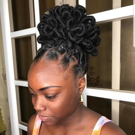 Updos For Long Locs Dreadlock Hairstyles, Dreads Styles For Women Wedding, Locs In A Bun Black Women, Petal Loc Styles Updo, Loc Bridesmaid Hairstyles, Lox Updos, Elegant Dreadlocks Hairstyles, Updo For Locs For Women, Locs Birthday Hairstyles For Women