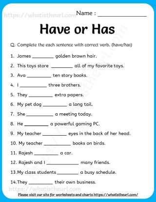 Has or Have worksheet for Grade 1 with Key (answers) - Your Home Teacher 2nd Class English Worksheet With Answers, English Revision Worksheets Grade 1, Have Has Exercises English, Use Of Has Have Had Worksheet, Second Grade English Worksheets, Use Of Has Have Worksheets, Use Of Has And Have For Grade 1, Has Have Had Worksheet For Grade 2, Has And Have Worksheets For Grade 1