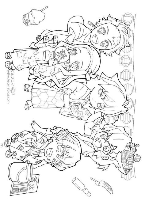 Demon Slayer Colouring Pages, Kny Coloring Page, Demon Slayer Coloring Page, Chibi Coloring Pages, Manga Coloring Book, Unique Coloring Pages, Anime Drawing Books, Line Artwork, Hello Kitty Coloring