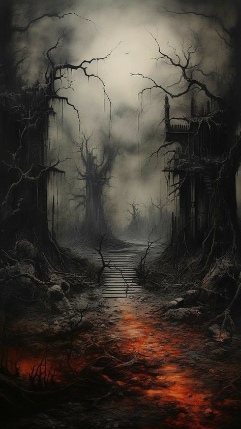 Dark Corridor, Creepy Forest, Dead Forest, Dark Art Photography, Dark Landscape, The Road Less Traveled, رعب نفسي, Road Less Traveled, Fantasy Forest