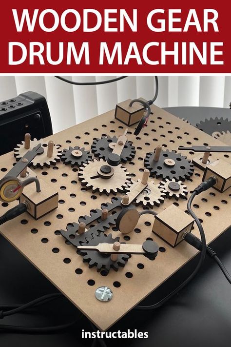 Diy Drum, Money Making Projects, Diy Drums, Mechanical Projects, Homemade Instruments, Wooden Gears, Mechanical Gears, Diy Instruments, Toy Machine