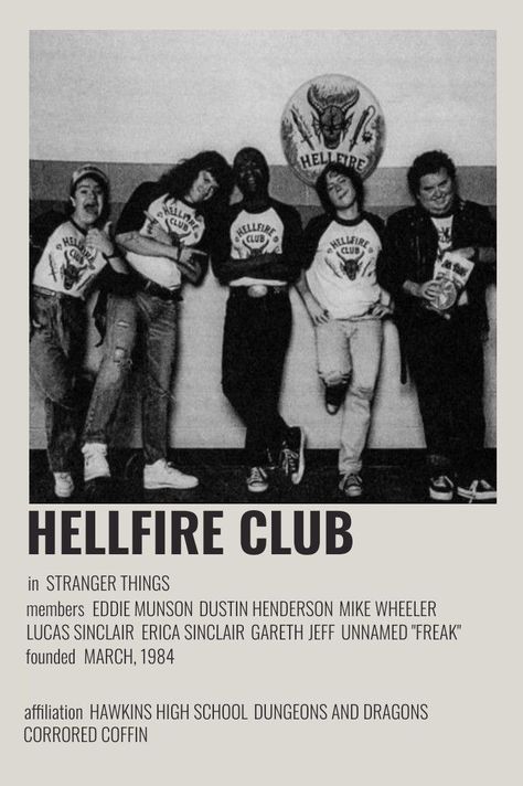 Hellfire Club Wallpaper, Friendship Polaroid, Stranger Things Wall, Think Poster, Stranger Things Tv Series, Club Wallpaper, Starnger Things, Stranger Things Print, Grunge Posters