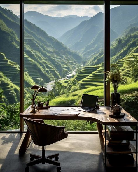 Office With A View, Work Desks, 20 Aesthetic, Workspace Inspiration, Home Library, Home Office Design, Dream Home Design, Luxury House, Minimalist Home