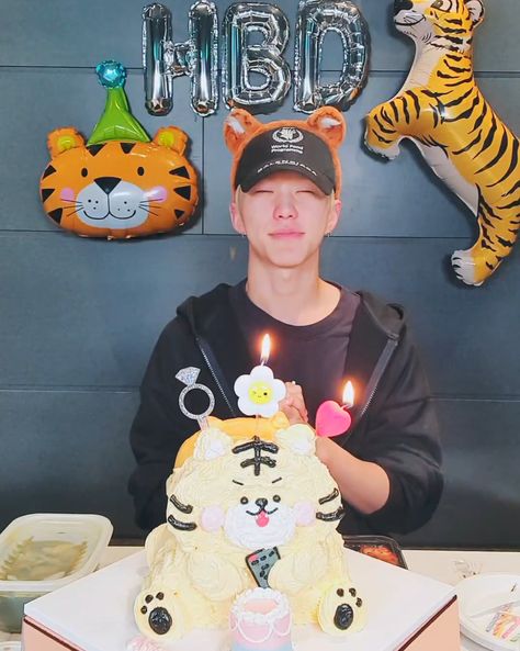 HOSHI Hoshi Birthday, Girly Birthday Cakes, Tiger Cake, Hoshi Seventeen, Birthday Poster, Birthday Candles, Seventeen, Birthday Cake, Cake