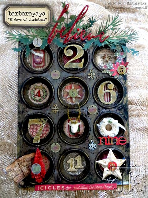 barbara Vintage Christmas Crafts, Christmas Shadow Boxes, Holiday Paper, Primitive Christmas, Muffin Tin, Holiday Inspiration, Christmas Advent, 12 Days Of Christmas, Simon Says Stamp