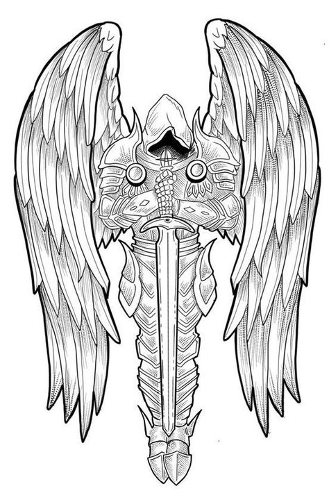 Men Wings Tattoo, Tattoo Warrior, Angel Warrior Tattoo, Tattoos Angel, Warrior Tattoo Sleeve, Warrior Angel, Guardian Angel Tattoo, Archangel Tattoo, Knight Tattoo