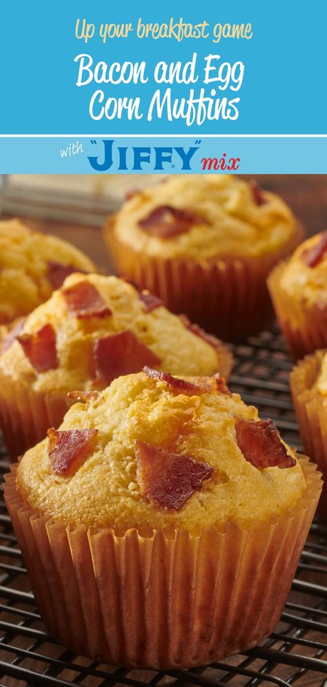 Take your everyday breakfast to the next level with Bacon and Egg Corn Muffins made with “JIFFY” Corn Muffin Mix. Jiffy Cornbread Breakfast Muffins, Jiffy Cornbread Breakfast Recipes, Bacon And Cheese Corn Muffins, Corn Muffin Breakfast Ideas, Breakfast Corn Muffins, Corn Breakfast Recipes Jiffy, Corn Muffins Jiffy, Corn Muffin Recipes Jiffy, Jiffy Muffin Mix Recipes