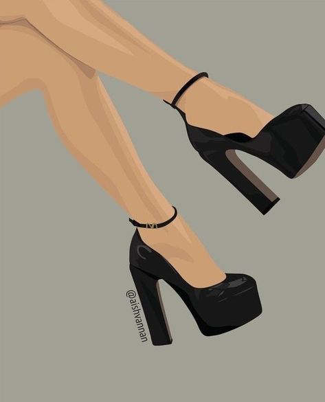 Chana Platform Heel black How To Draw Heels, Drawing High Heels, Fashion Illustration Shoes, Oil Pastel Drawings Easy, Barbie Halloween, Fashion Illustrations Techniques, Shoes Illustration, Dress Design Drawing, Fashion Design Patterns