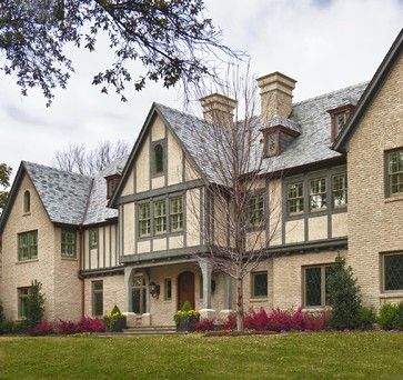 Private Residence - English / Tudor - traditional - exterior - dallas - Fusch Architects, Inc. Trim Paint Ideas, English Tudor House, Tudor House Exterior, Window Exterior, Painted Brick Exteriors, Trim Paint, Bottle House, Tudor Style Homes, English Tudor