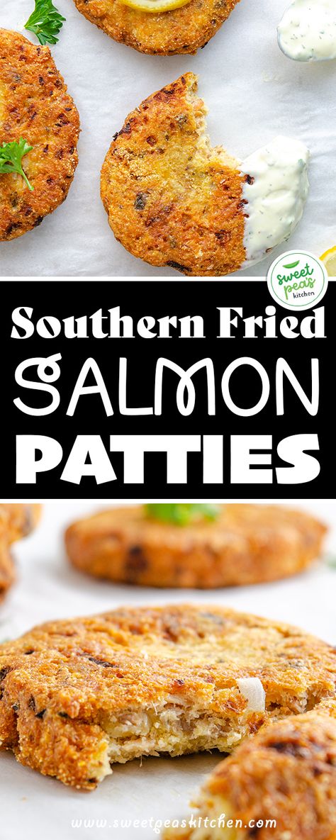 Southern Fried Salmon Patties Salmon Patties For Two, Southern Salmon Patties Recipe, Southern Fried Salmon Patties Recipe, Old Bay Salmon Patties, Salmon Patties Recipe Canned Southern, Southern Fried Salmon Patties, Fish Patties Recipes, Salmon Patties With Cornmeal, Collard Dip Recipe