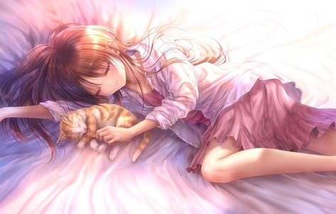 Girl Background, Girl Sleeping, Anime Baby, Yandere Simulator, Anime Cat, Cat Sleeping, Girls Characters, Cat Girl, Girl Wallpaper